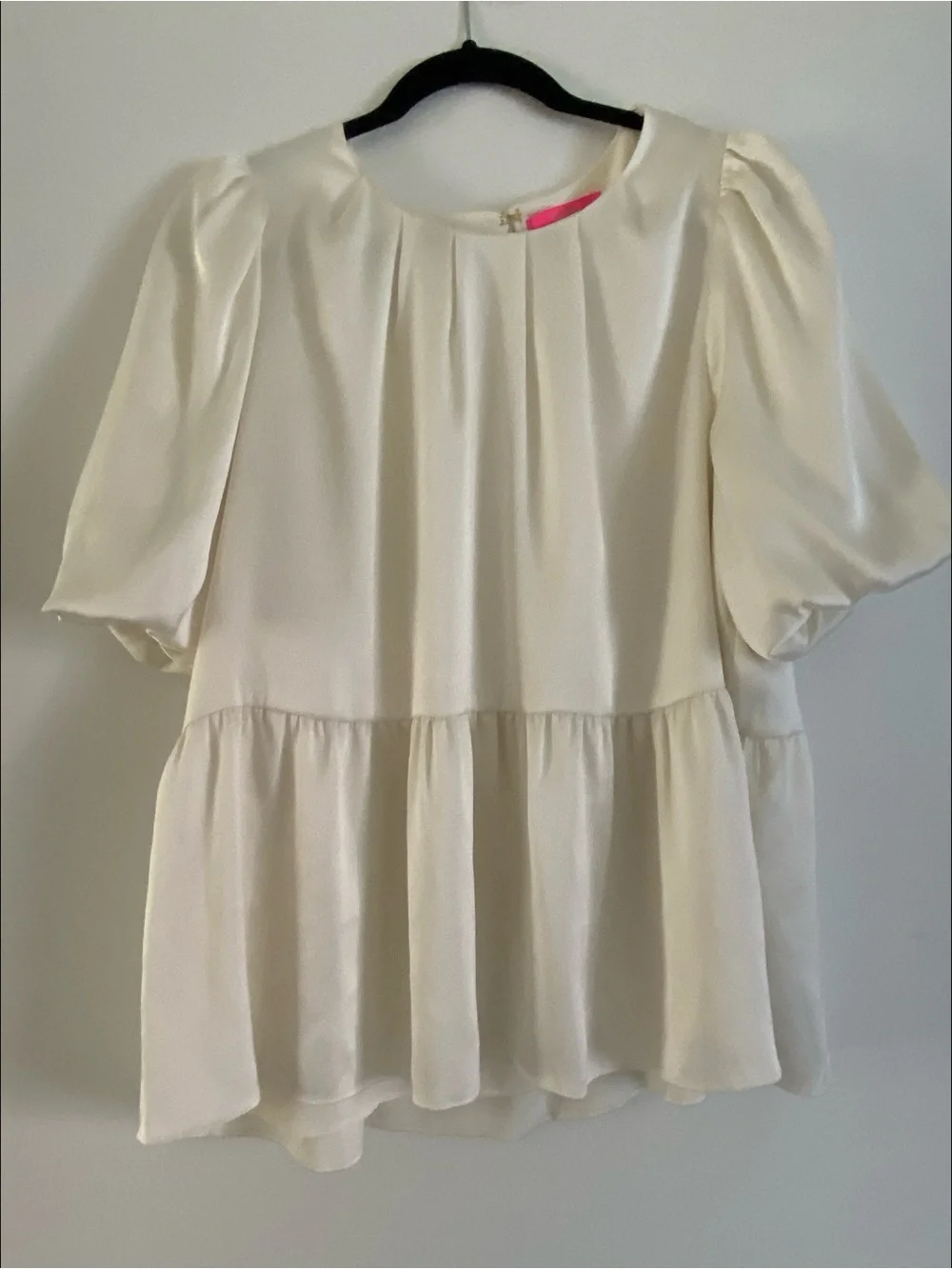 LILLY PULITZER Ivory Satin Silky Peplum Top
